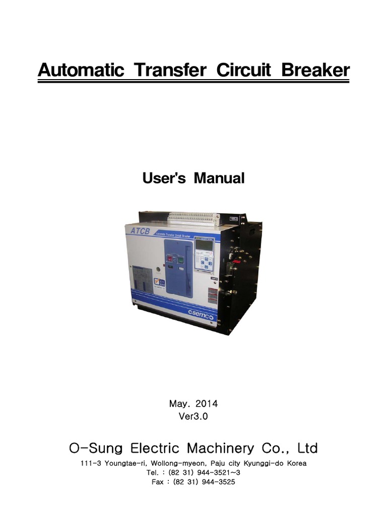 Automatic Transfer Circuit Breaker: User's Manual | PDF | Relay | Switch