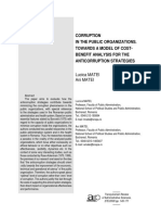 Corruption in The Public Organizations. Towards A Model of Cost-Benefit Analysis For The Anticorruption Strategies