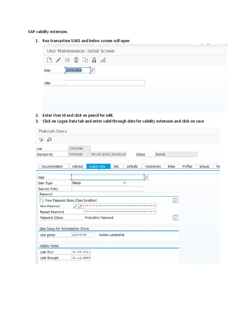 SAP Validity Extension PDF