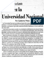 "Otra Vez La Universidad Nacional" El Tiempo Domingo 20 de Mayo 1984
