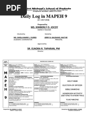 Daily Log in MAPEH 9