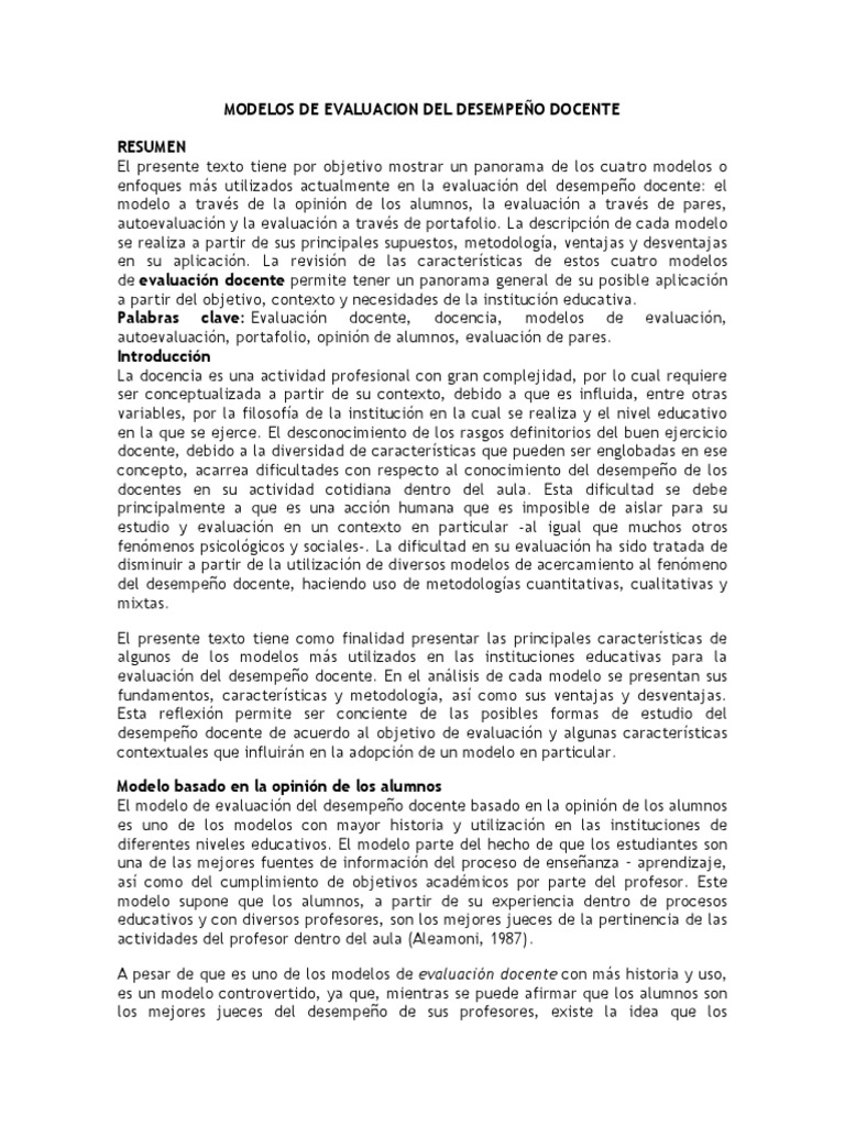 Modelos de Evaluación Docente Efectivos | PDF | Evaluación | Epistemología
