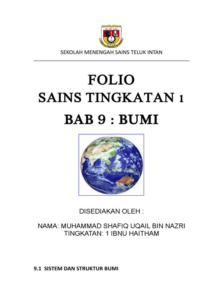 Sains Tingkatan 1 Bab 9 Bumi Riset