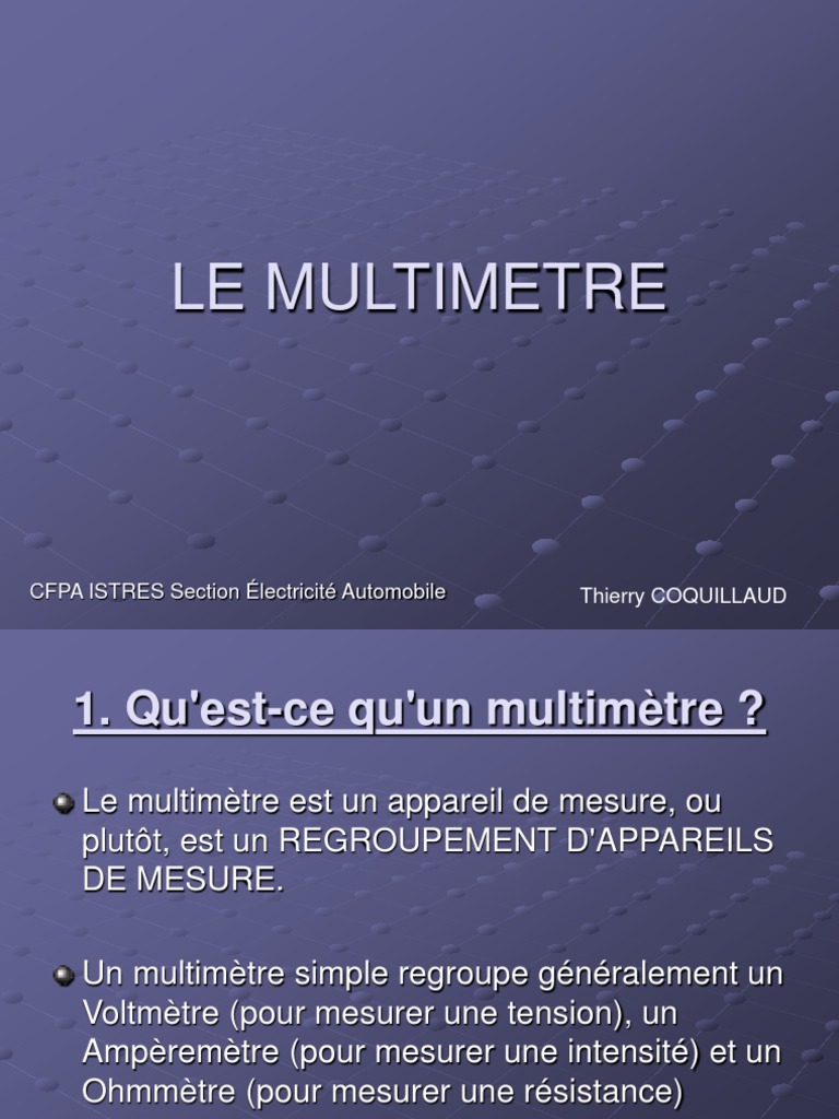 COMMENT Ça MARCHE LE MULTIMETRE PDF Courant électrique Tension — free download