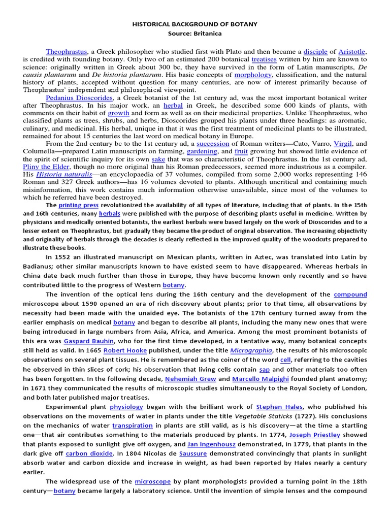 Evolution of Botany: A Historical Overview | PDF | Ecology | Botany