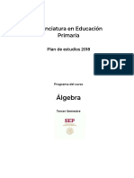 Álgebra: Licenciatura en Educación Primaria