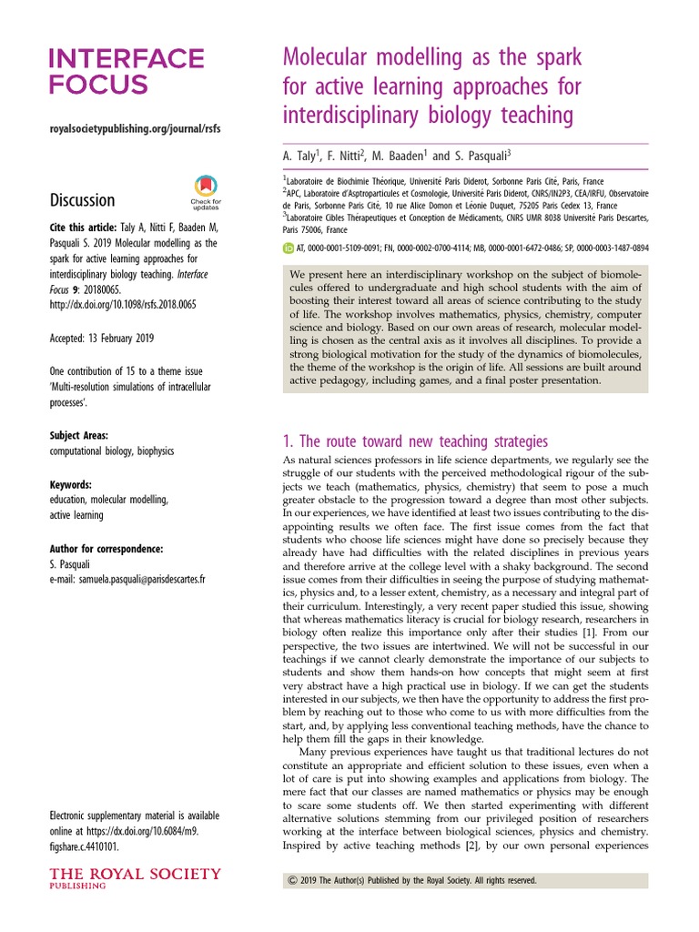 Molecular Modeling Curriculum - Rsfs.2018.0065 | PDF | Biomolecular ...