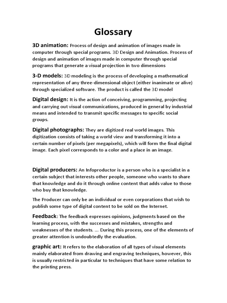 Glossary: 3D Animation PDF 3 D Modeling World Wide Web