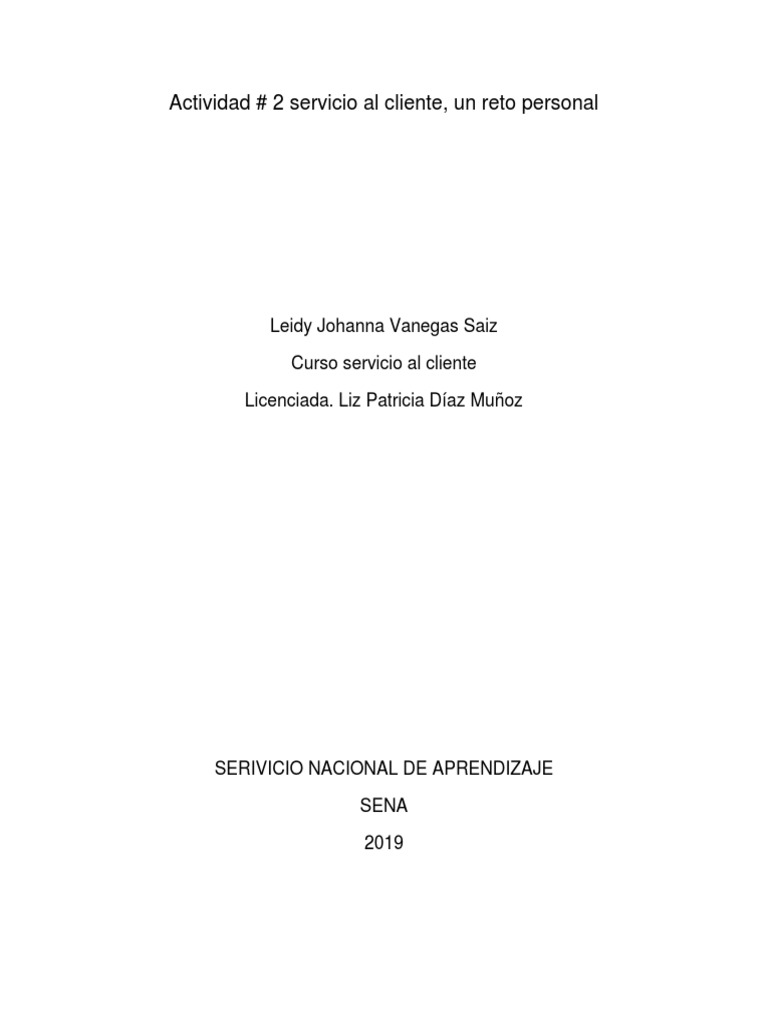 Actividad 2 Servicio Al Cliente Pdf