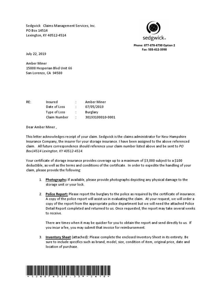 Storage Insurance Burglary Forms PDF Fraud Insurance