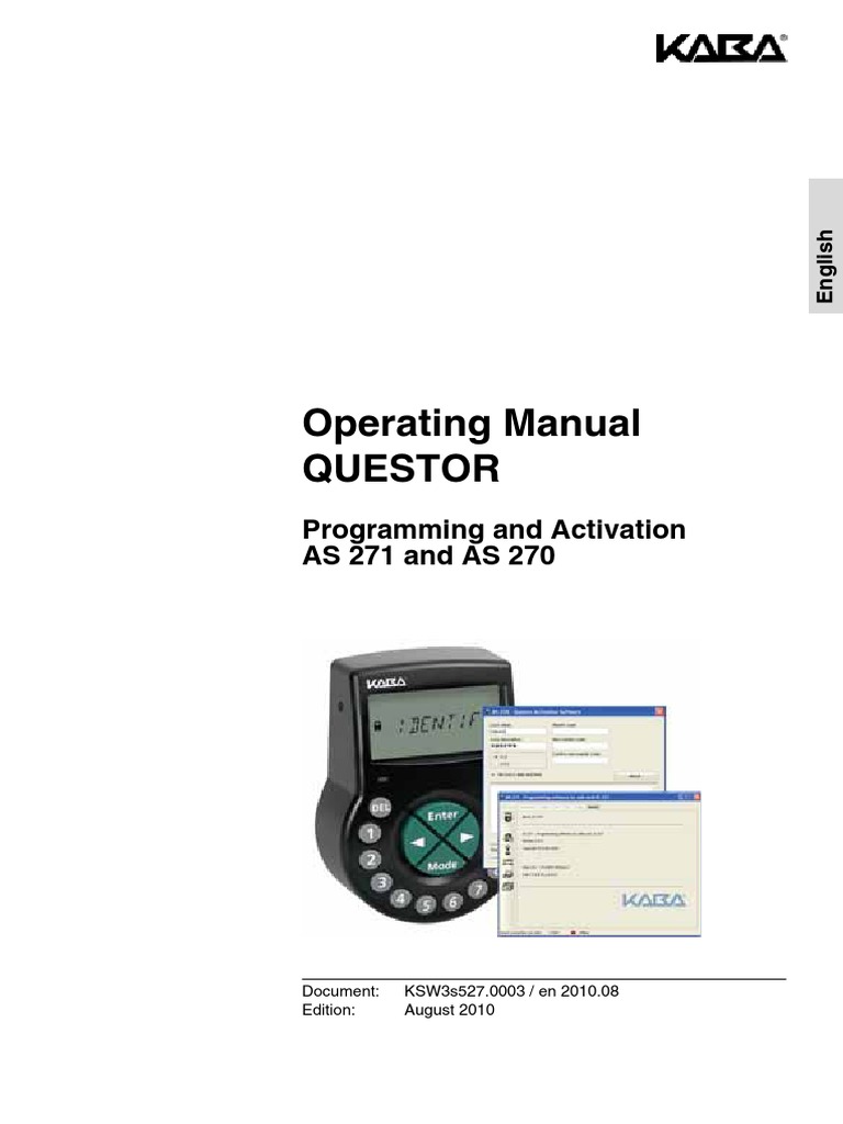 Kaba Questor Operating Instructions Activation and Programming Software ...