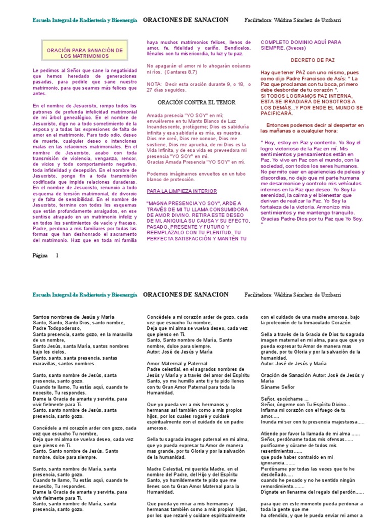 Oraciones de Sanación y Paz Espiritual | PDF | María, madre de Jesús ...