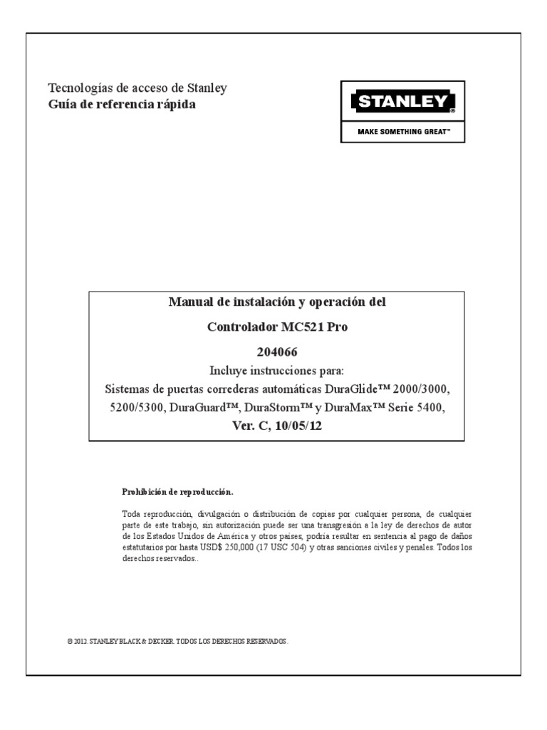 Manual de Instalación y Operación Del Controlador MC521 Pro Ver. C, 10