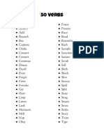 50 Verbs (Alphabetical Order) - English Class Notes PDF