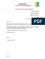 Modelo Carta de Agradecimiento