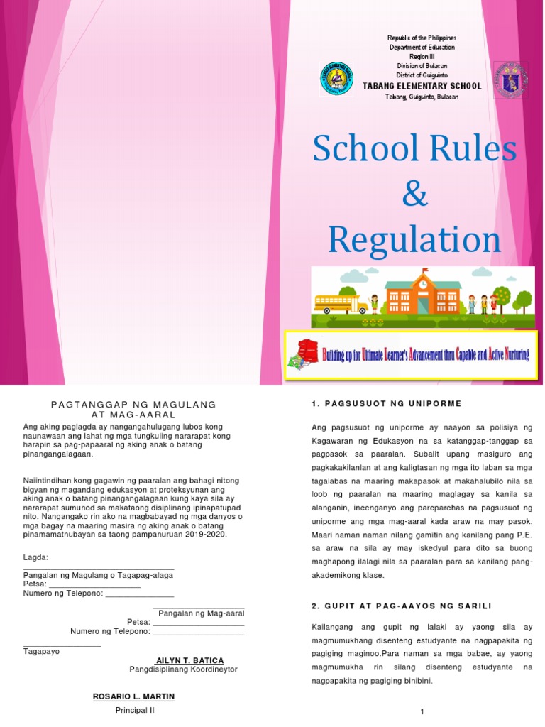 Tagalog School Rules and Regulation PDF