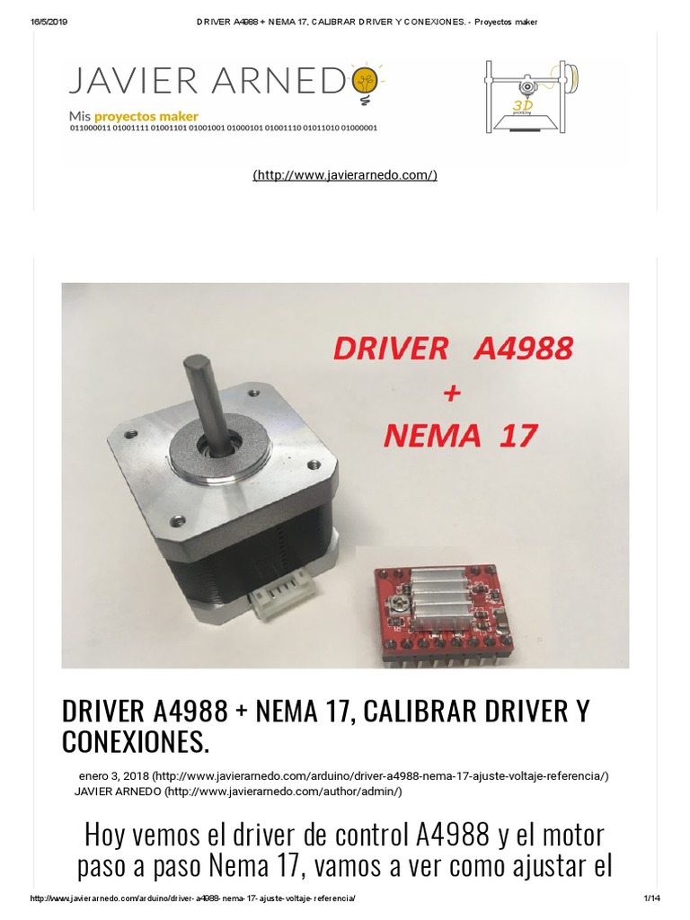 DRIVER A4988 + NEMA 17, CALIBRAR DRIVER Y CONEXIONES | Resistencia ...