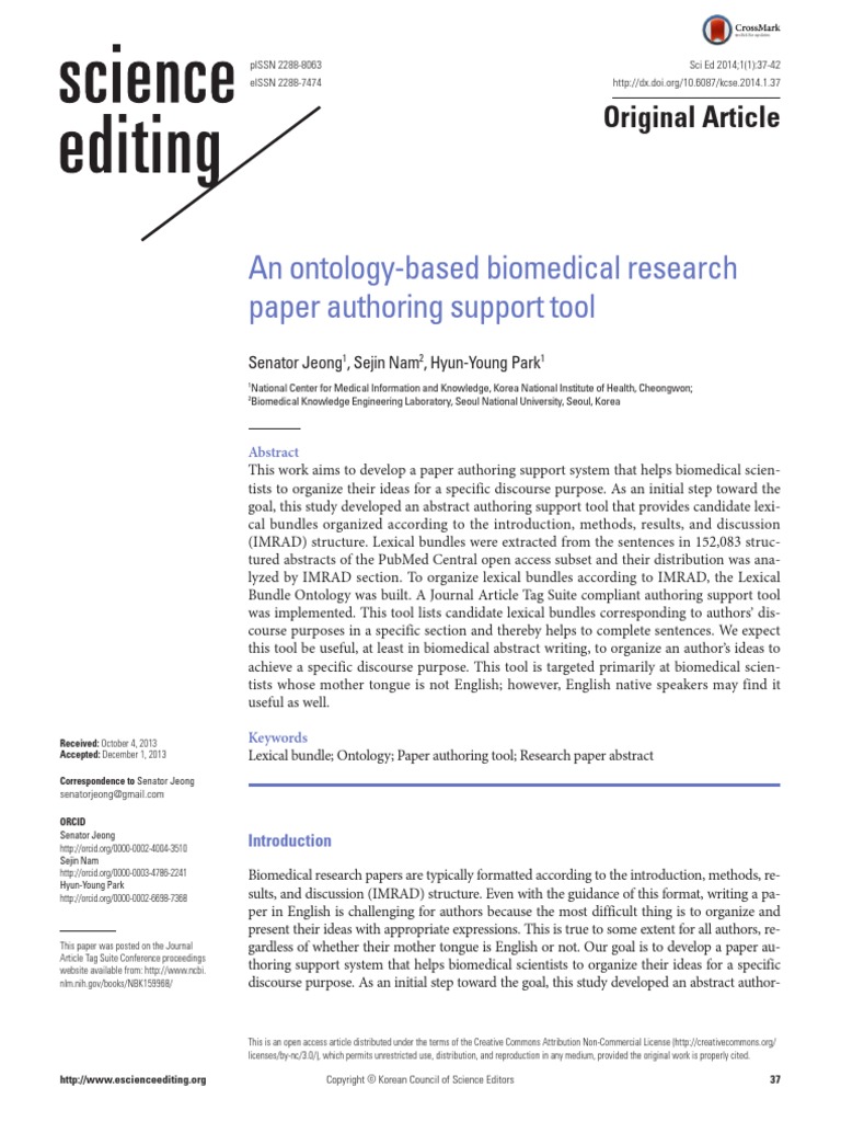 An Ontology-Based Biomedical Research Paper Authoring Support Tool ...