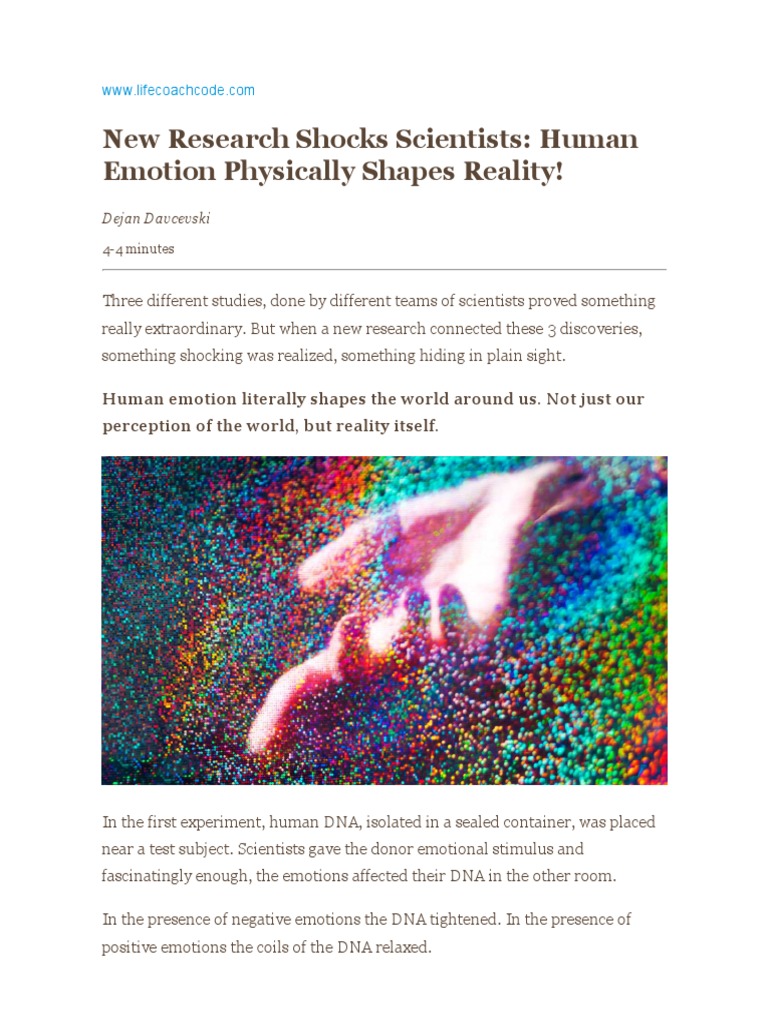 New Research Shocks Scientists - Human Emotion Physically Shapes ...