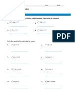 Completing the Square Worksheet