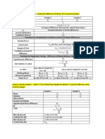 Two Paired Sample Mean Summary Equations