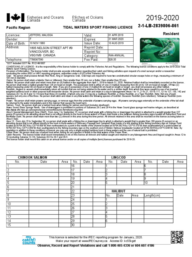 Buy Saltwater Fishing License Bc