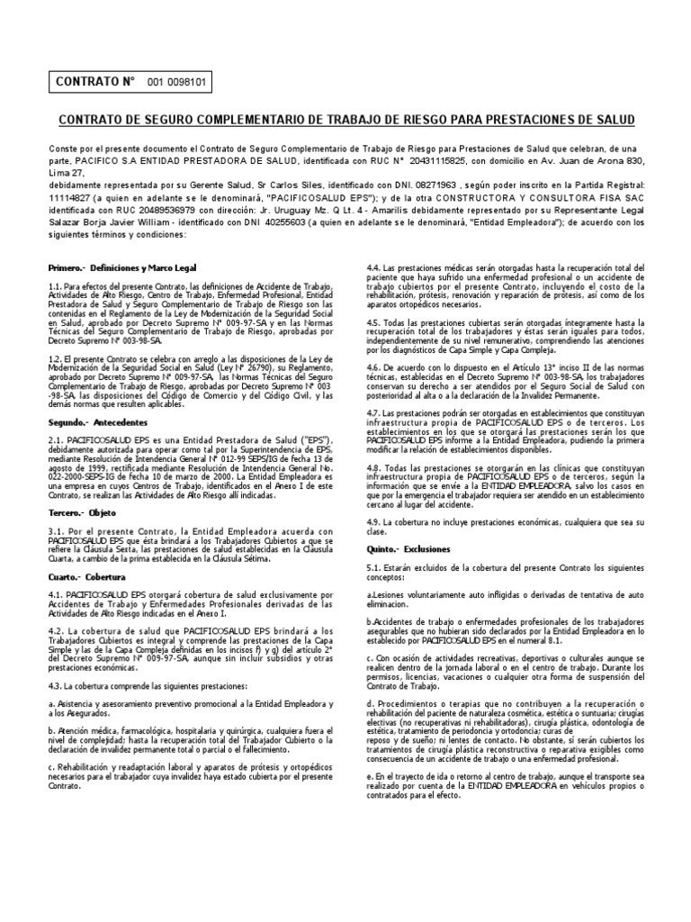 modelo de sctr | Póliza de seguros | Seguro