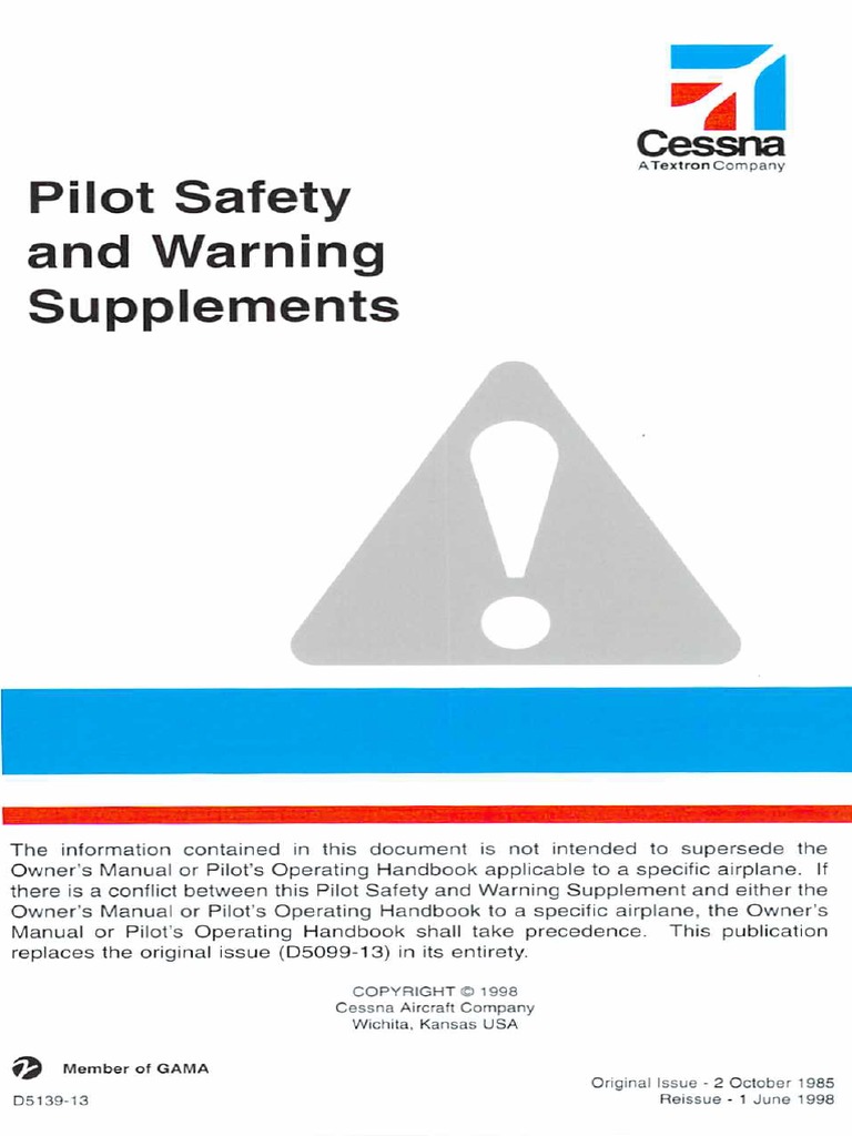 CessnaAIM Pilot Safety and Warning Supplements (D513913) PDF PDF