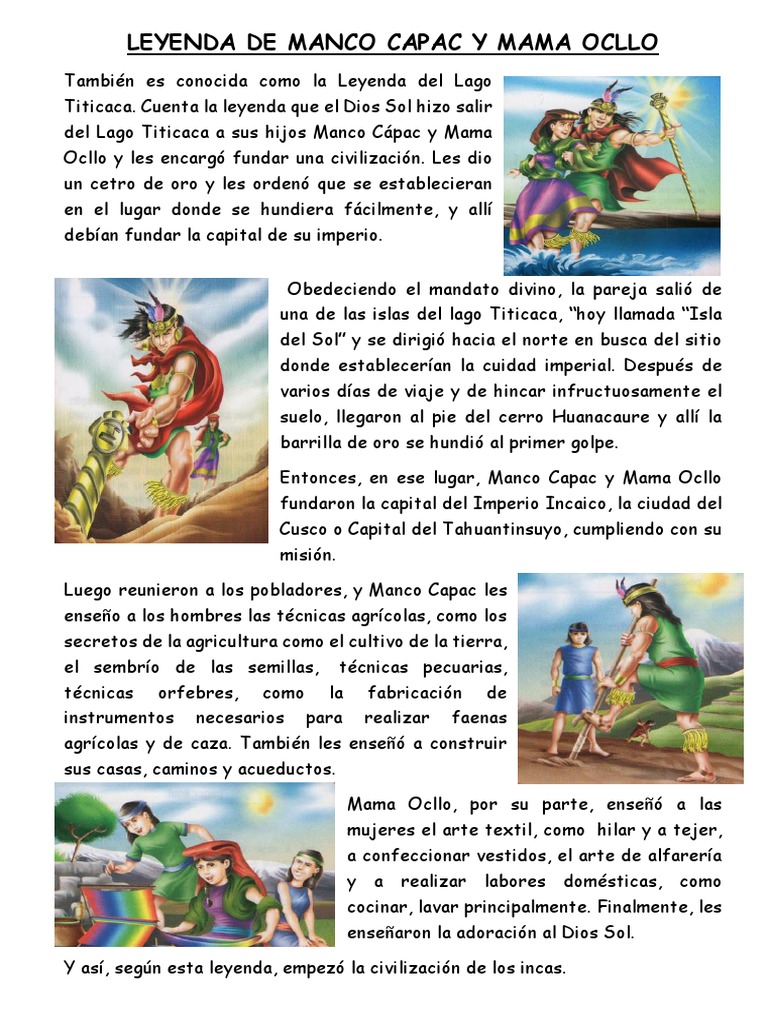 Leyenda de Manco Capac y Mama Ocll01 | Imperio Inca | Prueba gratuita de 30  días | Scribd
