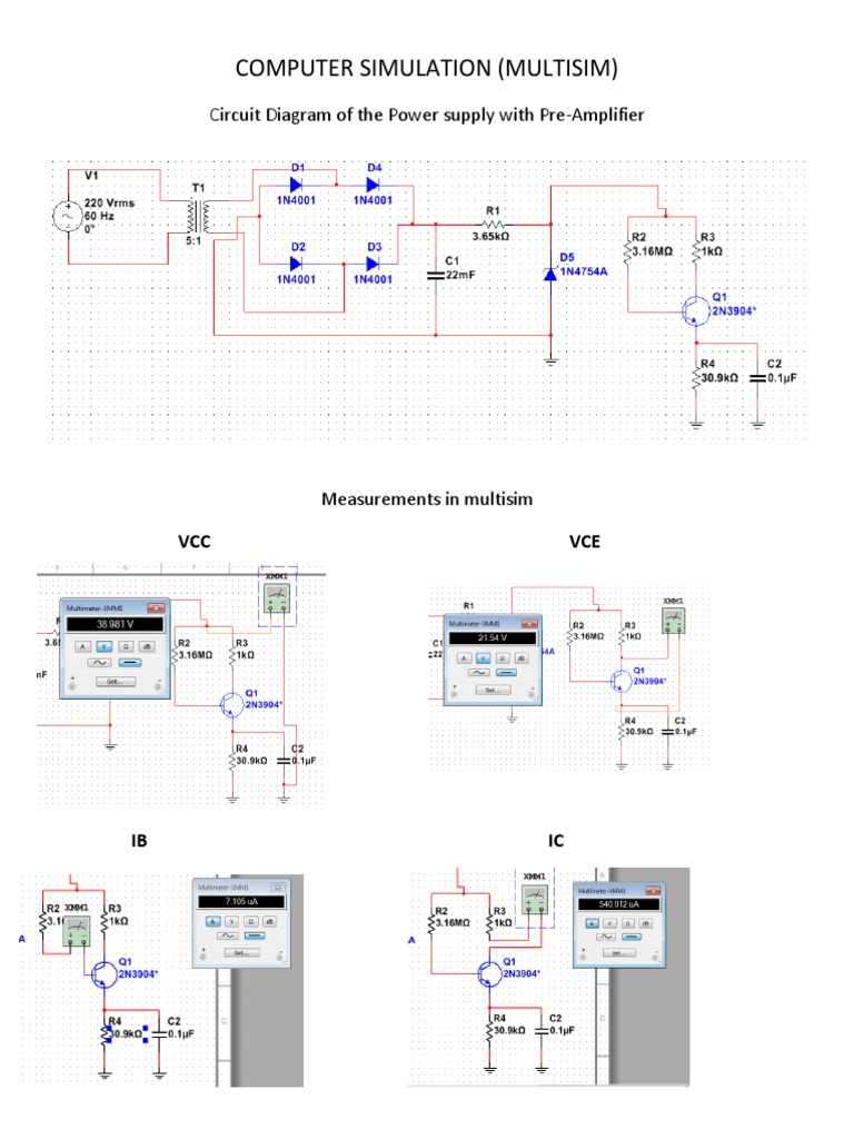 Computer Simulation (Multisim) : Circuit Diagram of The Power Supply ...