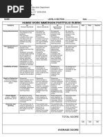 Work Immersion Portfolio Rubric