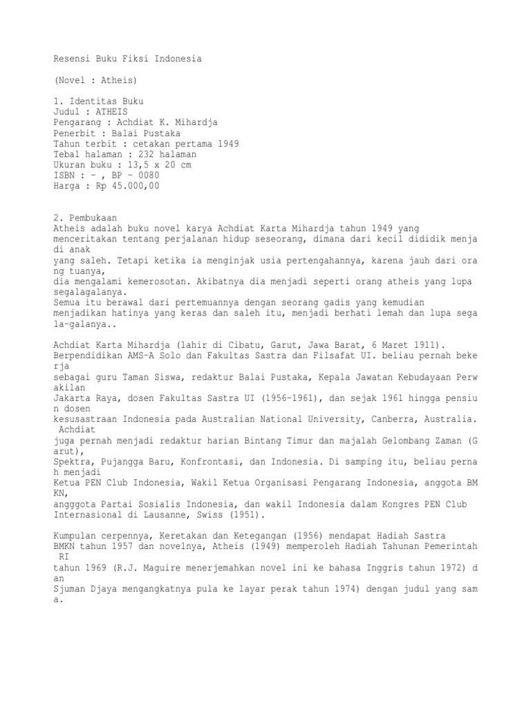 Resensi Buku Fiksi Indonesia