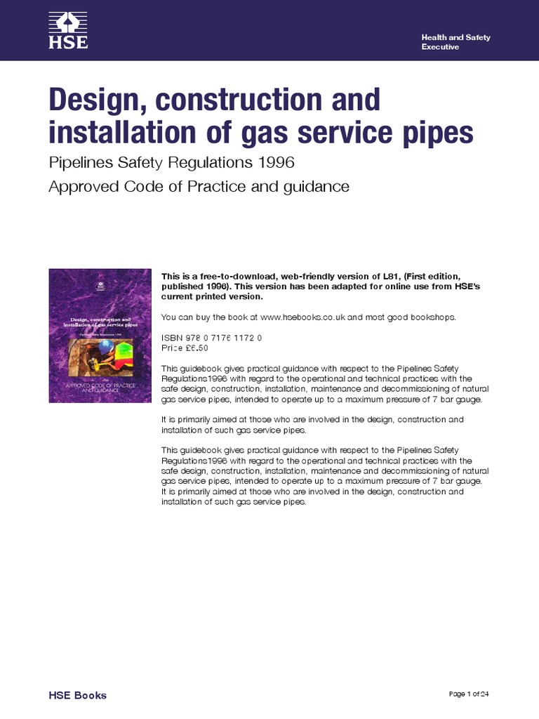HSE Design Construction and Installation of Gas Service Pipes