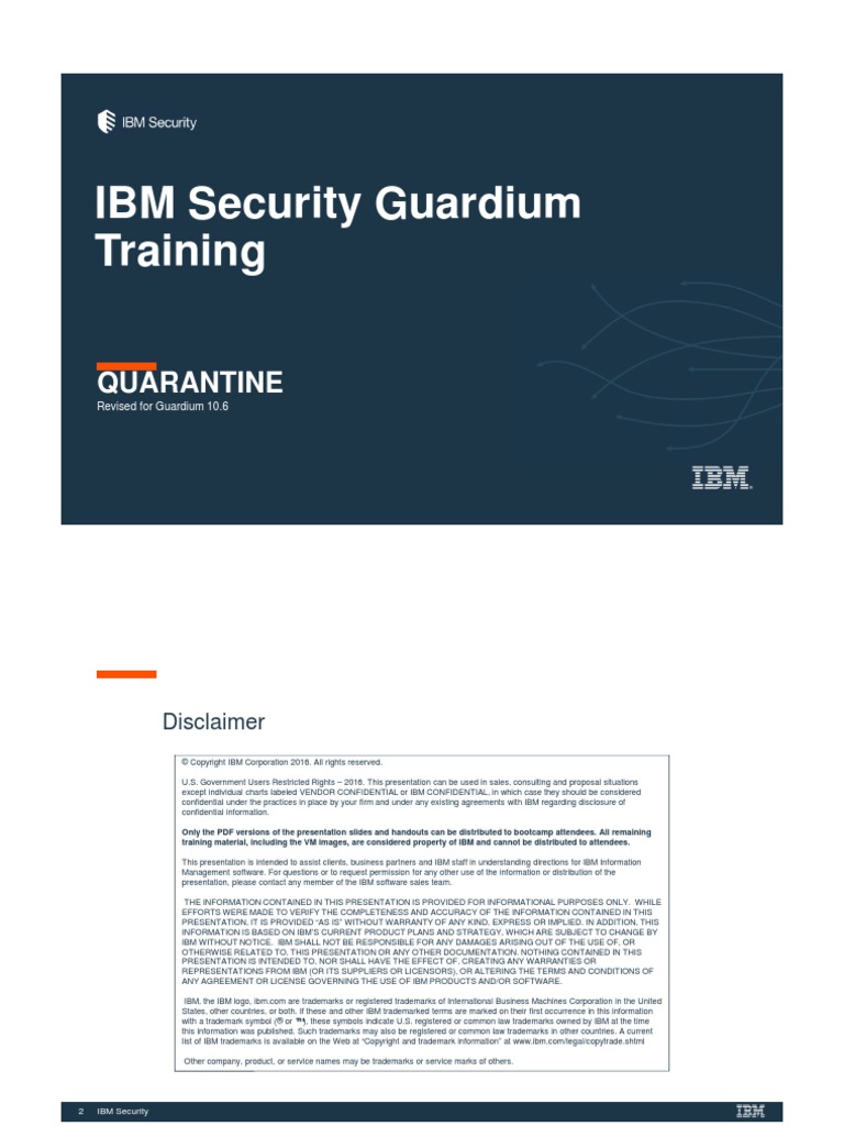 IBM Security Guardium Training: Quarantine | PDF | Trademark | License