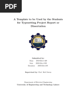 A Template To Be Used by The Students For Typesetting Project Report or Dissertation