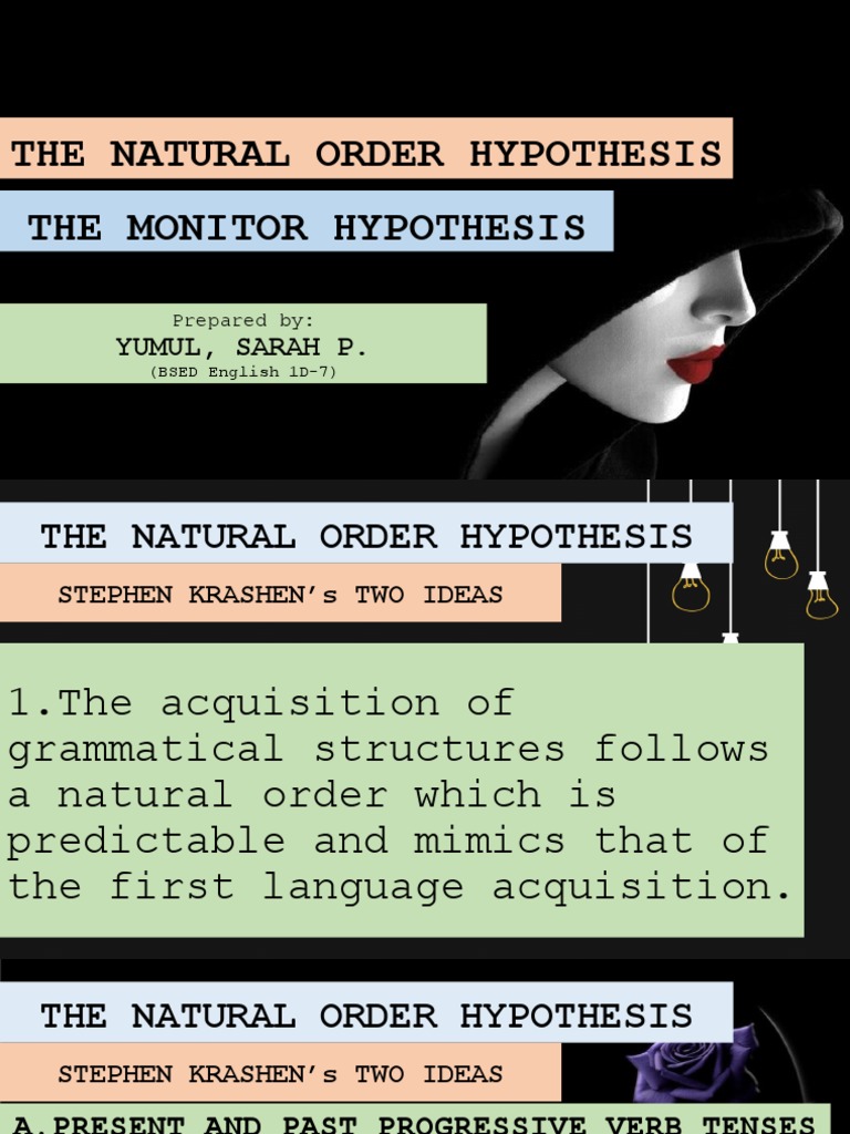 The Natural Order Hypothesis The Monitor Hypothesis Yumul, Sarah P