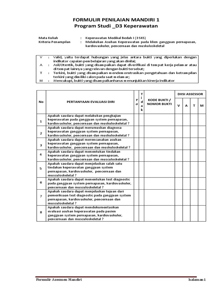 Form Penilaian Mandiri Pdf