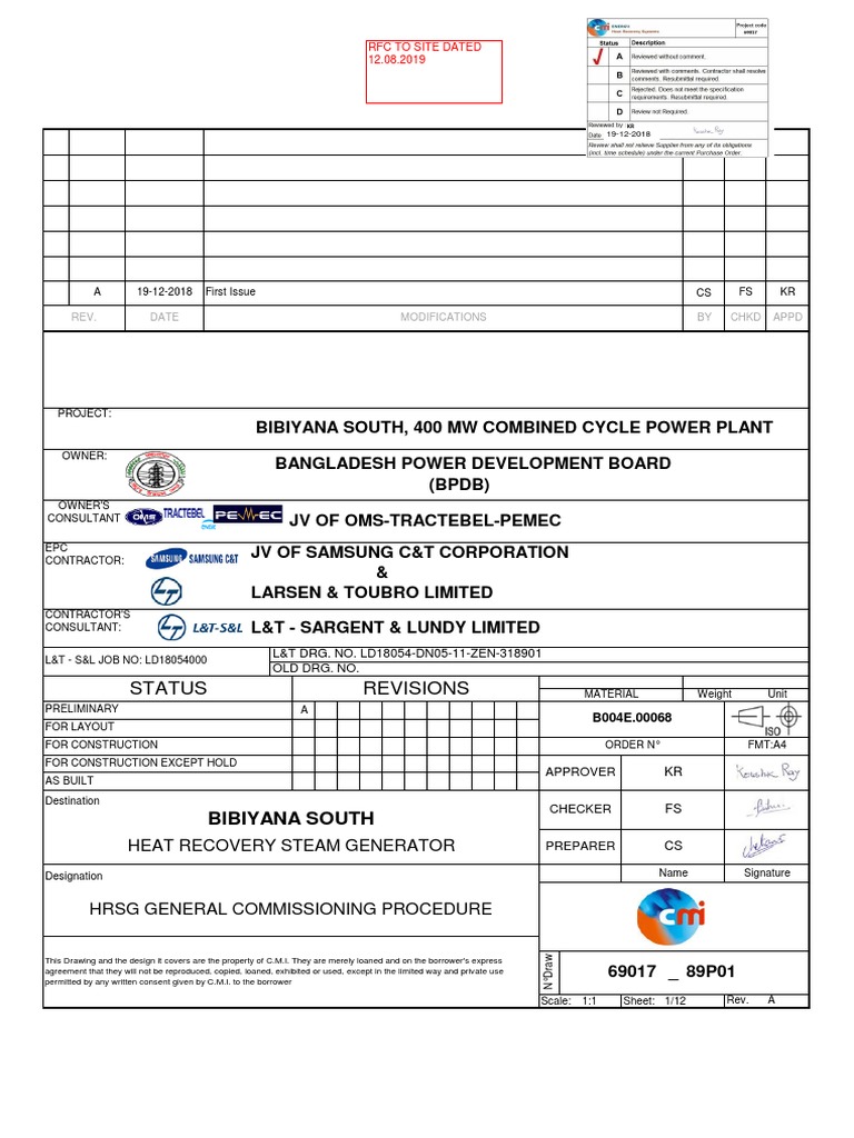 HRSG Commissioning Procedure Guide | PDF | Boiler | Steam