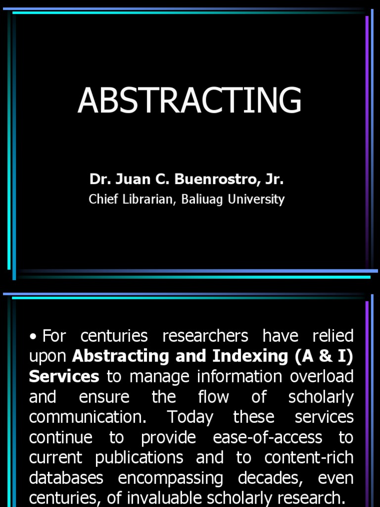 Understanding Abstracting Services | PDF | Library Science | Librarian