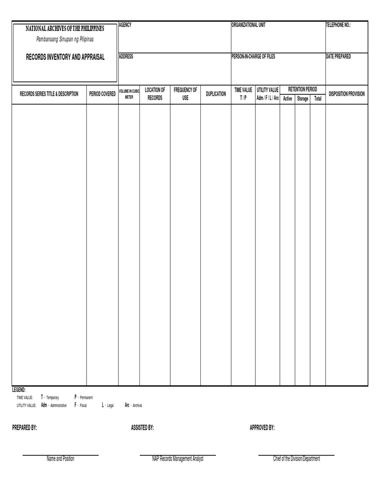 NAP Form 1 Inventory Appraisal | PDF