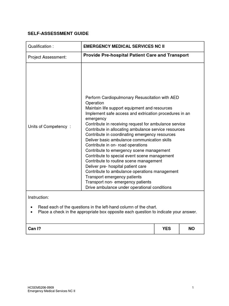 TESDA | PDF | Ambulance | Emergency Medical Services