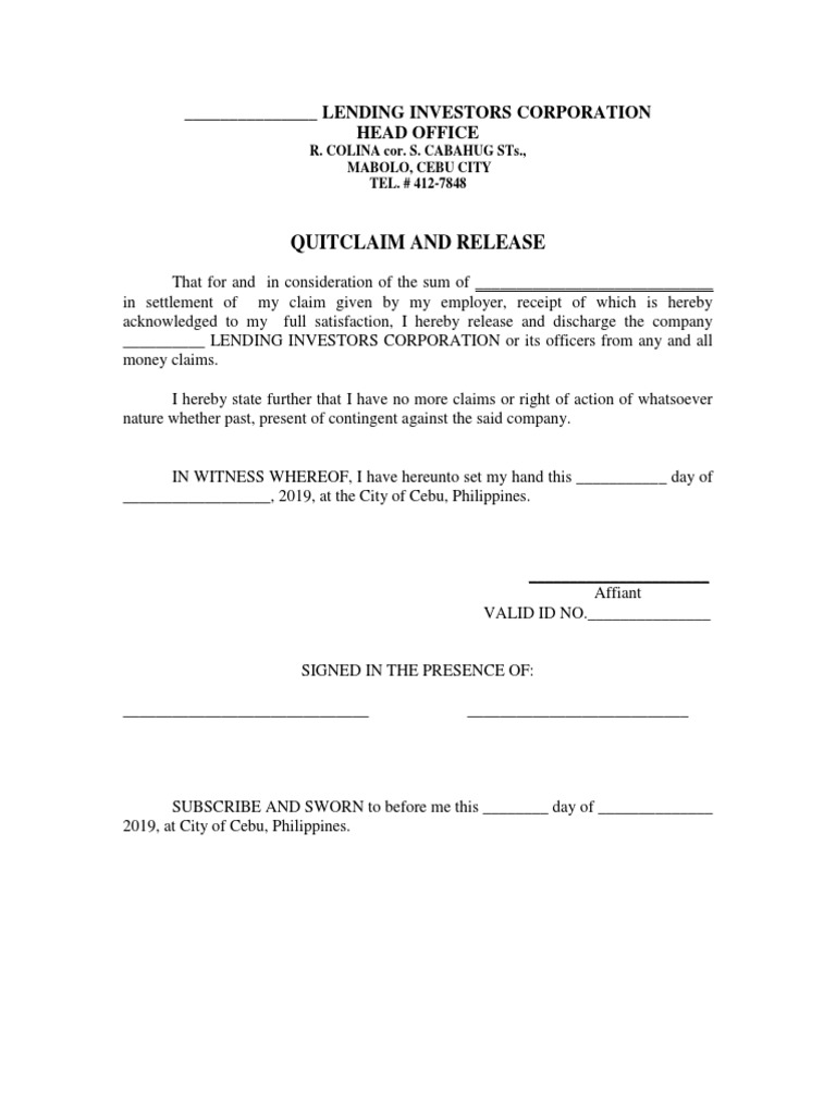 Quitclaim and Release Templates