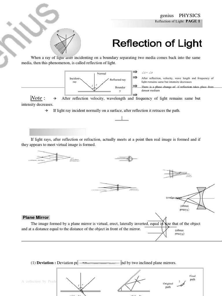 Lens Optics and Image Formation | PDF | Lens (Optics) | Reflection ...