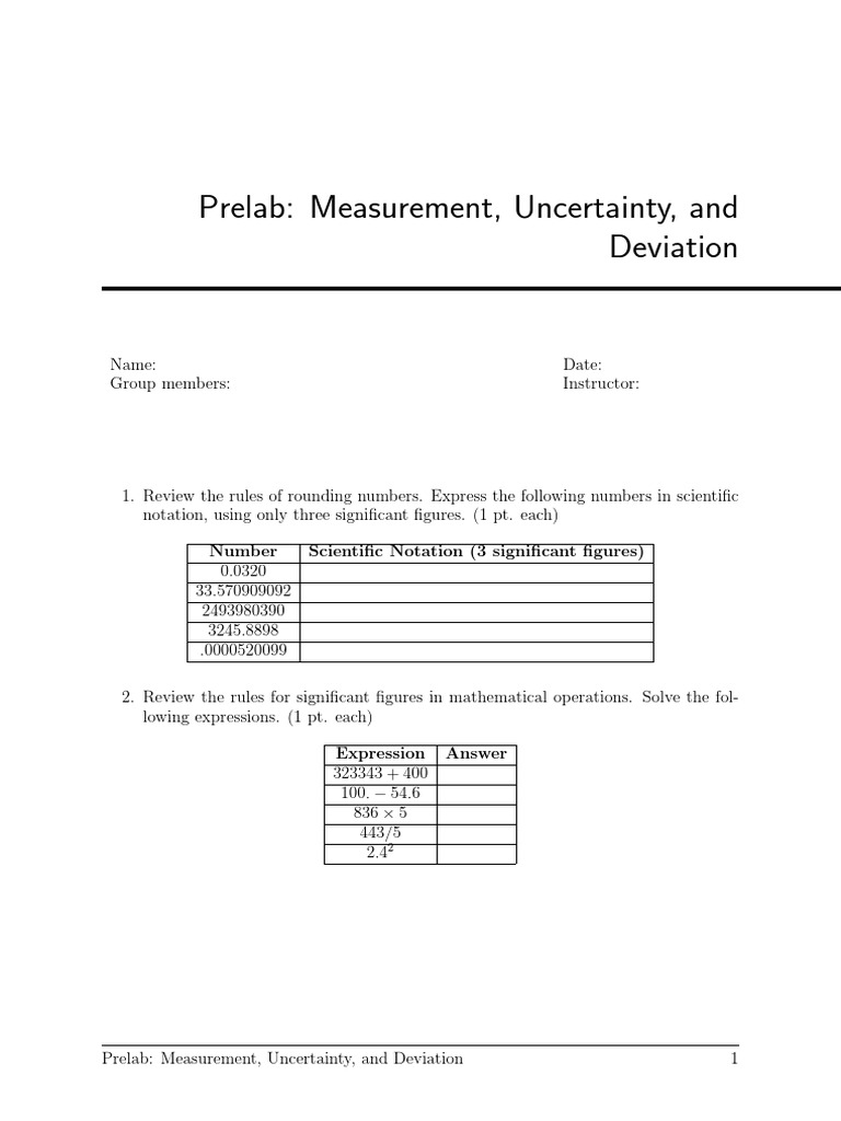 01 - Measurement, Uncertainty, and Deviation | PDF | Uncertainty ...