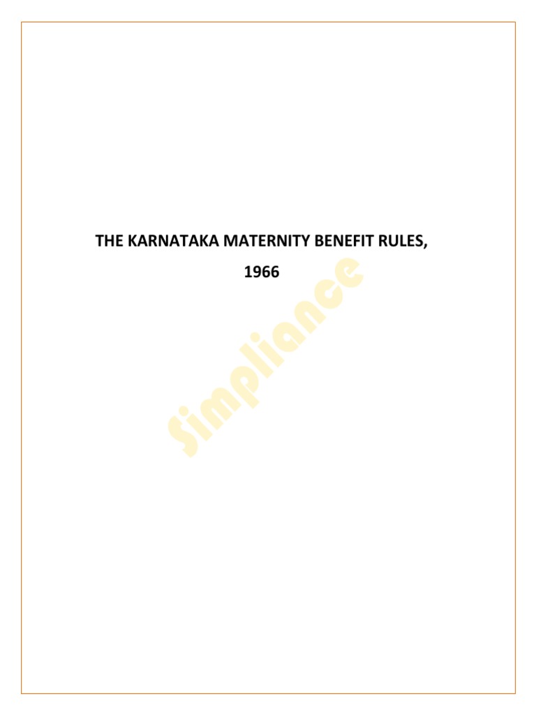The Karnataka Maternity Benefit Rules, 1966 PDF Complaint Employment