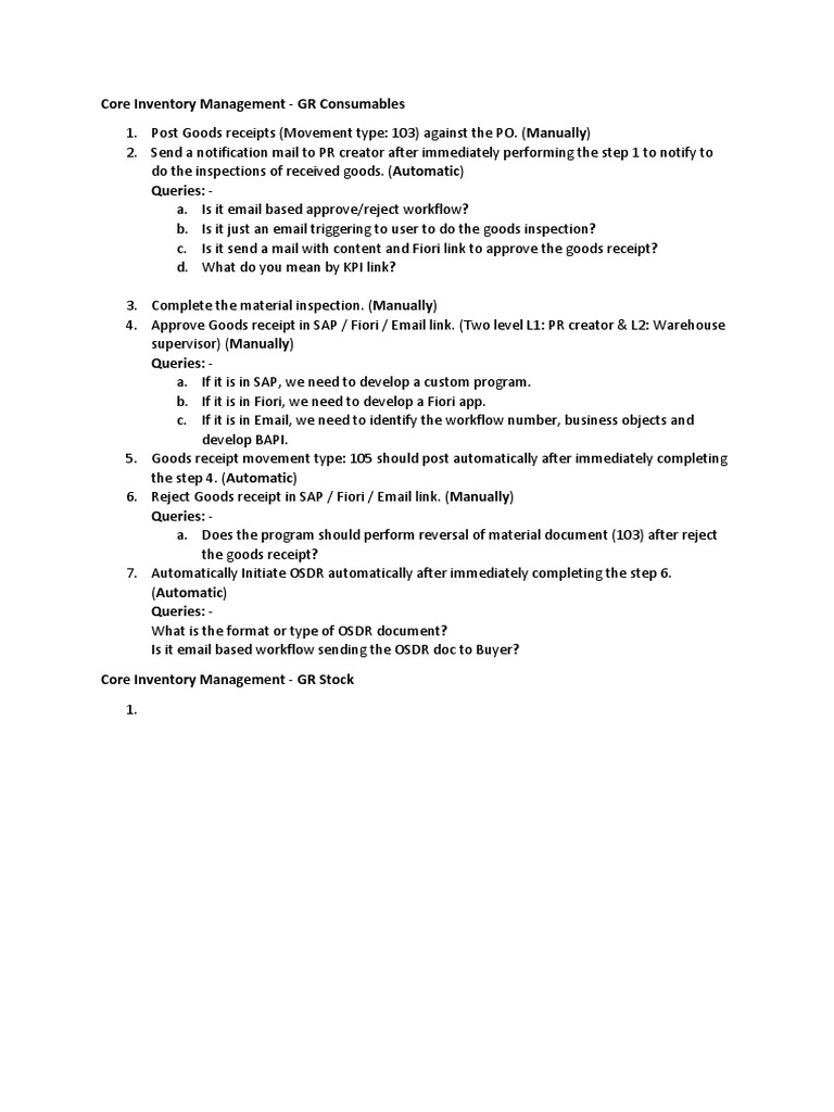 Core Inventory Management for GR Consumables | PDF | Finance & Money ...