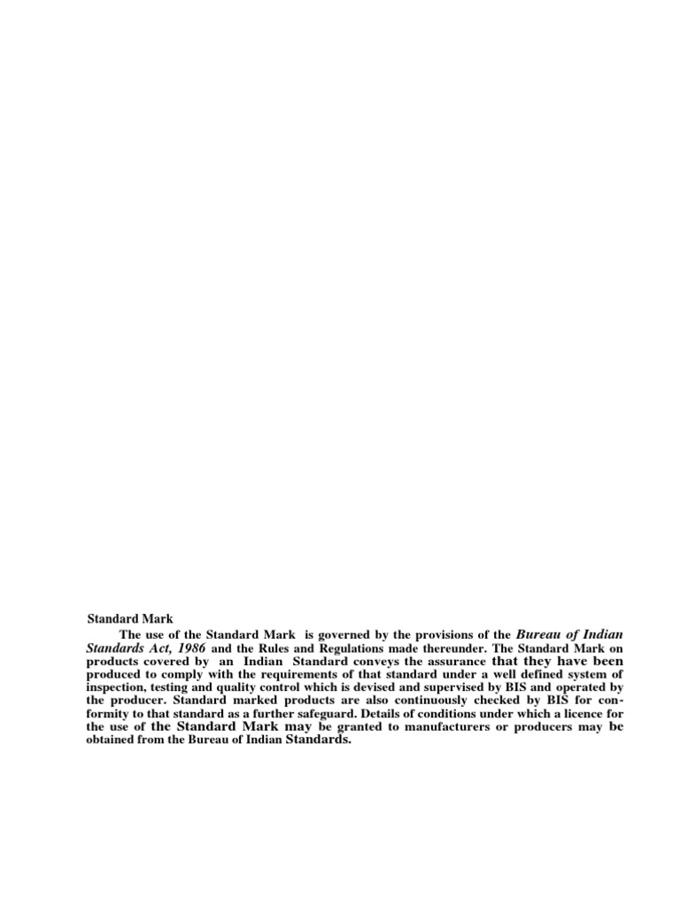 Standard Mark: Bureau of Indian Standards Act, 1986 | PDF | Business ...