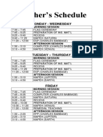 Teacher's Schedule: Monday - Wednesday