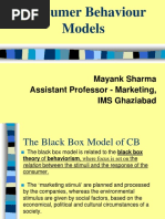 Consumer Behaviour Models: Mayank Sharma Assistant Professor - Marketing, IMS Ghaziabad