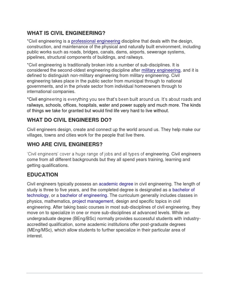 Overview of Civil Engineering | PDF | Civil Engineering | Surveying